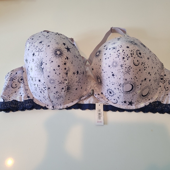 NWT Adore Me Blue Bra with Front Closure and Lace Trim in Size 46DDD - Picture 1 of 9